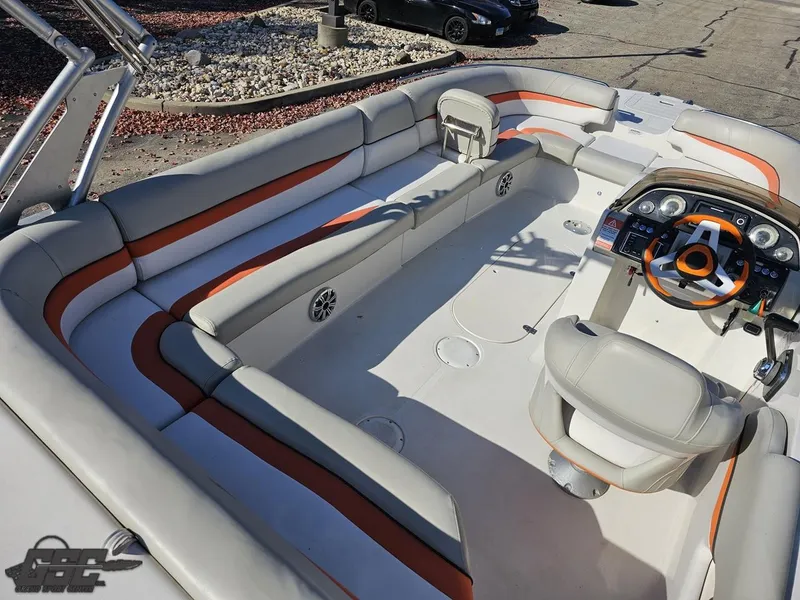 Slide: The Image of 2018 Starcraft Star Step 221 I/O boat interior with spacious seating and modern dashboard. - 32