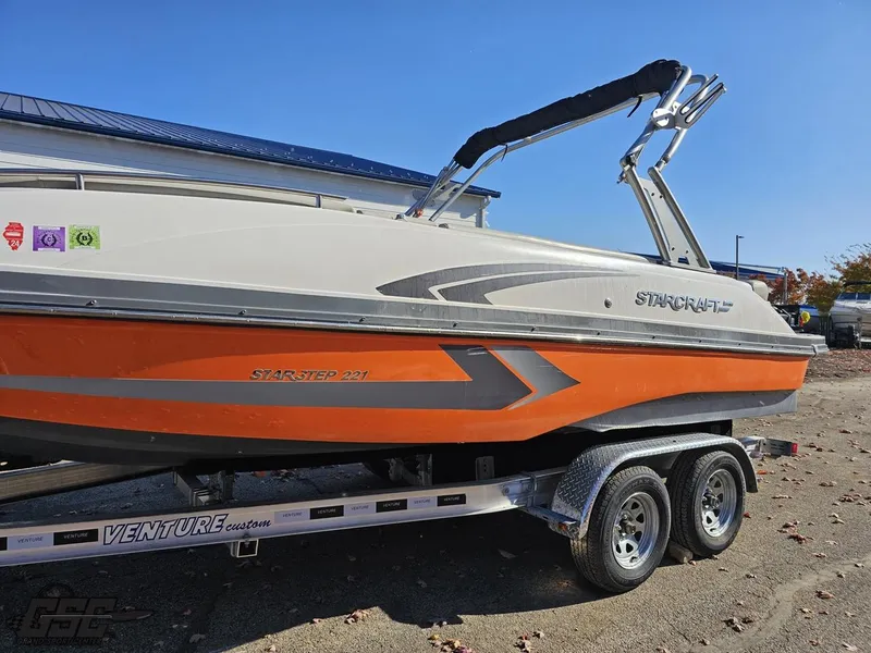 Slide: The Image of 2018 Starcraft Star Step 221 I/O boat on Venture trailer. - 5
