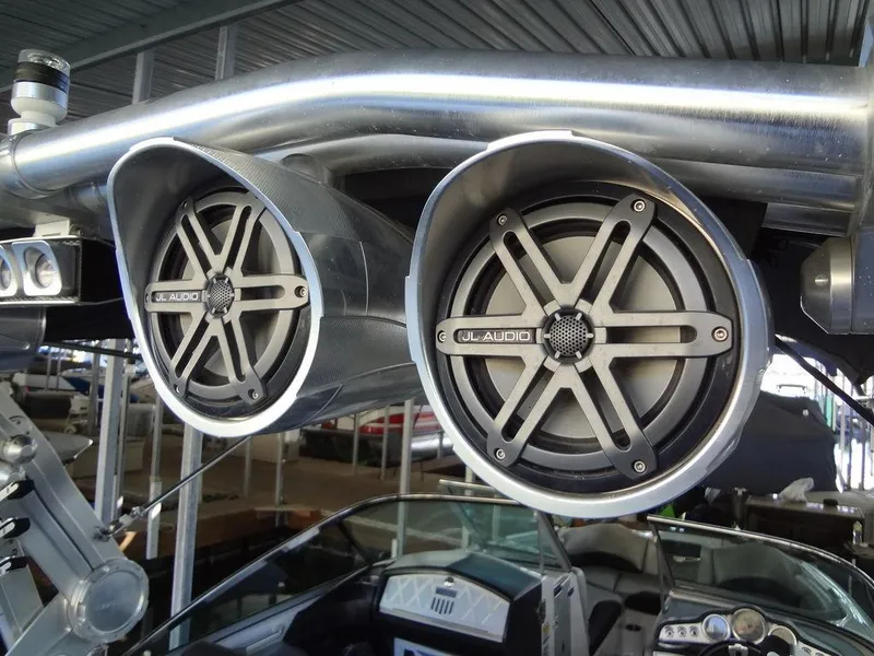 Slide: The Image of 2013 MasterCraft X55 boat storage compartments and swim platform. - 49