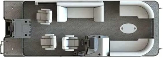 Slide: The Image of 2023 Starcraft CX23FD boat interior layout with seating and helm. - 25