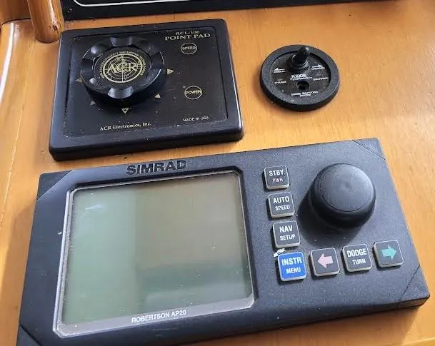 Slide: The Image of Control panel of a 1999 Ocean Alexander Classico 450 with Simrad and ACR electronics. - 10