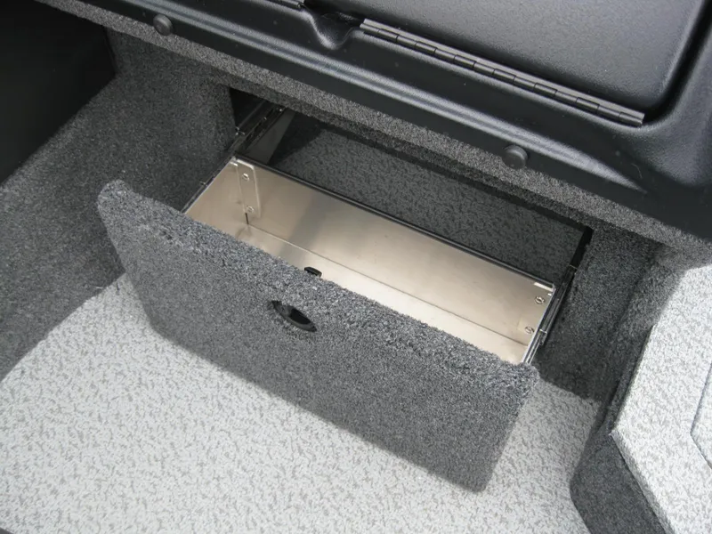 Slide: The Image of 2024 Lund 1775 Crossover XS boat dashboard with steering wheel and gauges. - 13