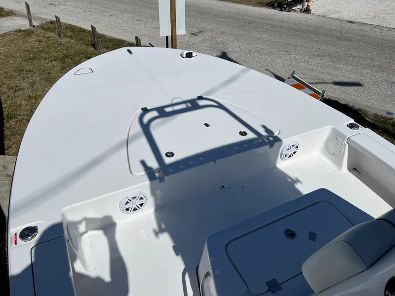 Slide: The Image of 2025 Tidewater 25 TPC boat deck with seating and storage compartments. - 15