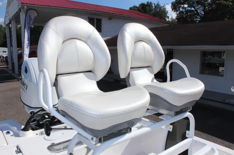 Slide: The Image of 2024 Blue Wave 2200 STL boat with dual white cushioned seats - 36