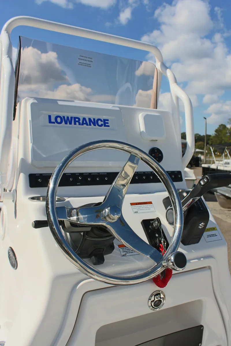 Slide: The Image of 2024 Blue Wave 2200 STL boat console with Lowrance electronics. - 42
