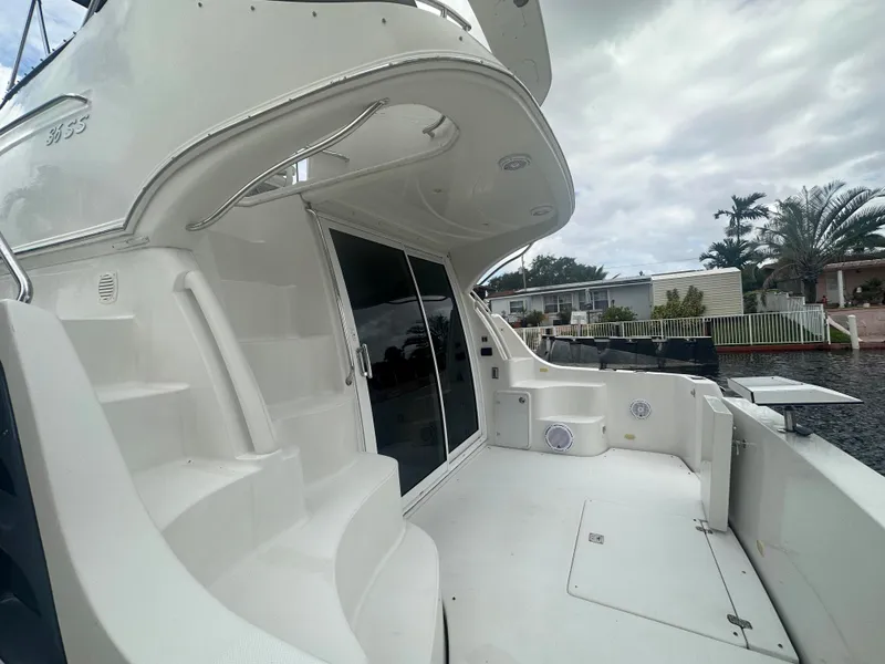 Slide: The Image of 2005 Carver 36 Super Sport yacht with spacious deck and modern design. - 10