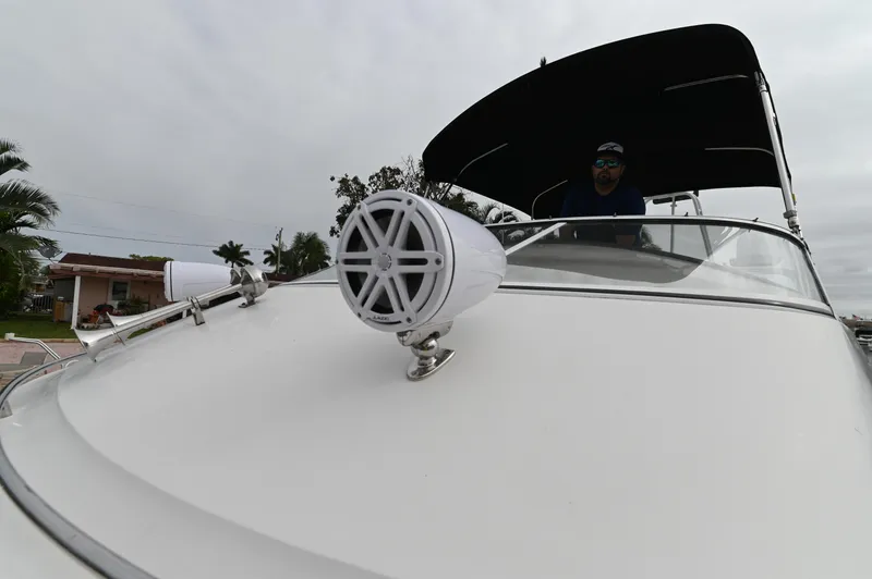 Slide: The Image of 2005 Carver 36 Super Sport boat with a speaker on the deck. - 3