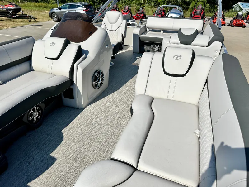 Slide: The Image of 2023 Tahoe Pontoon 23FT Cascade Versatile Rear Bench with luxurious seating. - 5