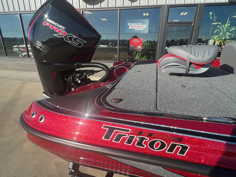 Slide: The Image of 2024 Triton 19 TrX Patriot boat with Mercury Pro XS engine. - 10