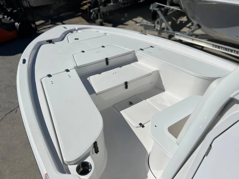 Slide: The Image of 2024 Sea Fox 251 Bay Fox boat interior with storage compartment. - 12