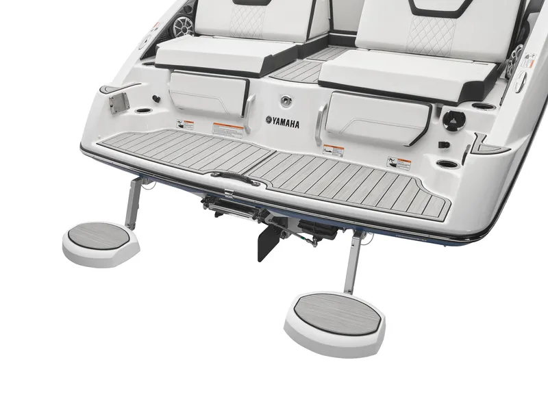 Slide: The Image of 2024 Yamaha Boats 252S rear deck with swim platform and seating. - 6