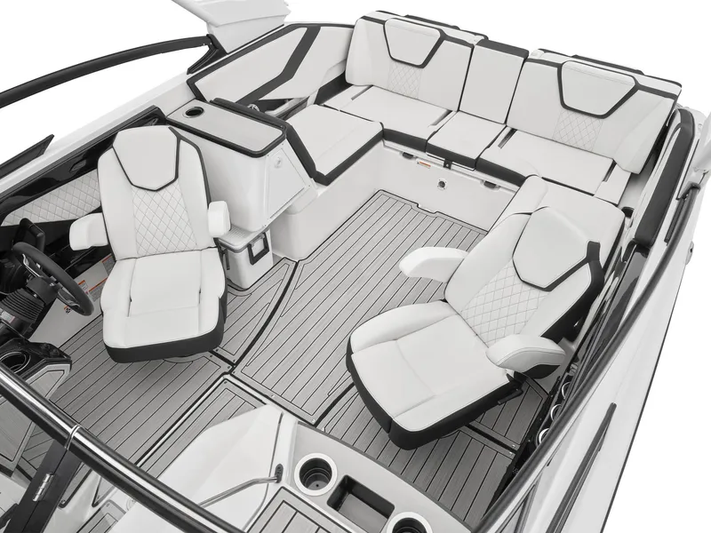 Slide: The Image of 2024 Yamaha Boats 252S interior with luxurious seating and modern design. - 9