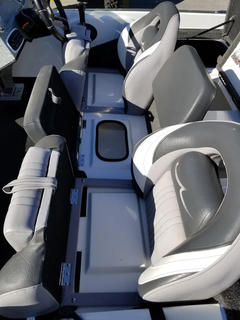 Slide: The Image of 2014 Legend Boats ALPHA 191 SCX interior with gray and white seating. - 10