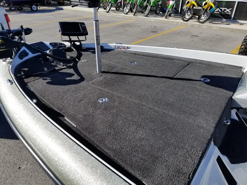 Slide: The Image of 2014 Legend Boats ALPHA 191 SCX fishing deck with mounted electronics. - 14