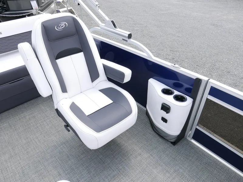 Slide: The Image of 2024 Barletta Corsa 23UC boat seat with cup holders and sleek design. - 14