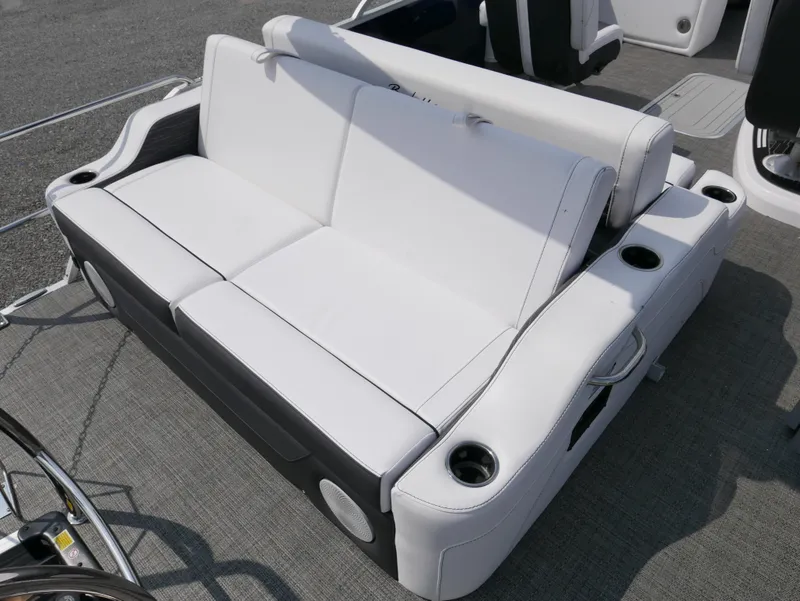 Slide: The Image of 2024 Barletta Corsa 23UC boat seating with cup holders and modern design. - 27