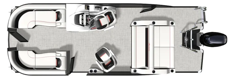 Slide: The Image of 2024 Barletta Corsa 23UC pontoon boat interior layout, top view. - 32