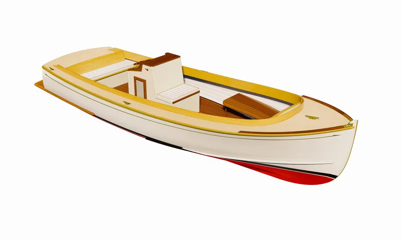 Slide: The Image of 2021 Center Console East Passage 24 boat, side view, white and red hull. - 23