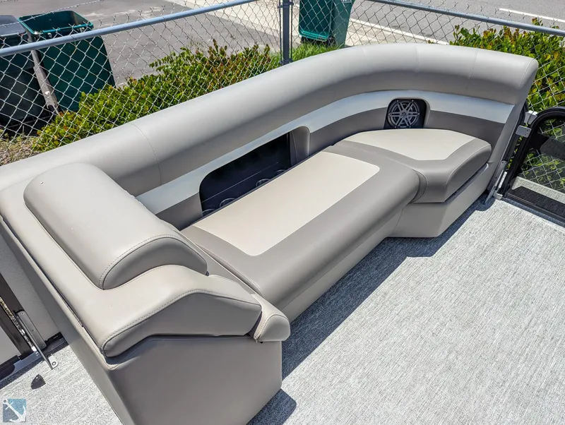 Slide: The Image of 2024 Premier 230 Sunsation RE boat with luxurious seating and modern design. - 9