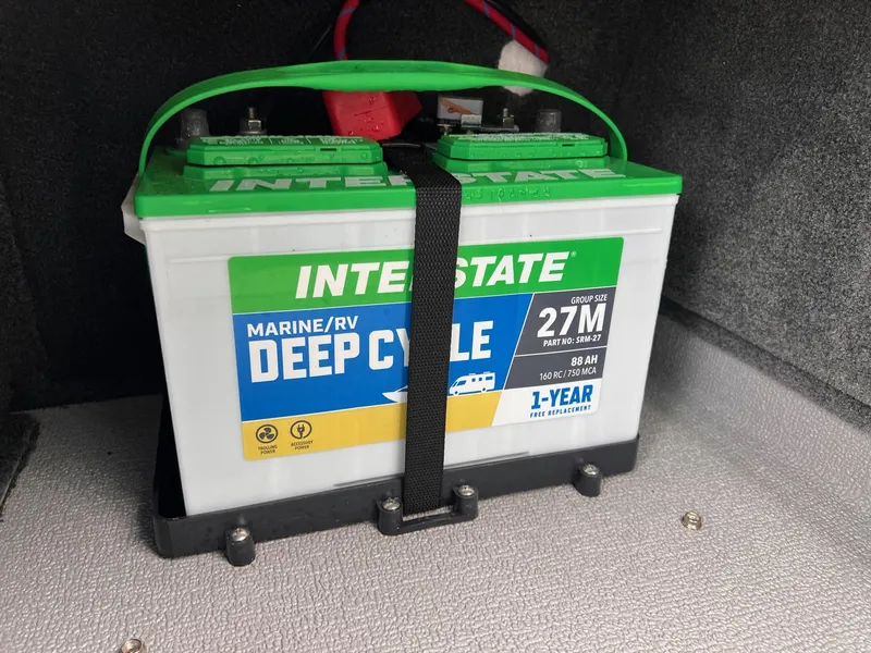 Slide: The Image of Interstate deep cycle marine/RV battery in 2024 Starcraft Renegade 168 DC boat. - 16