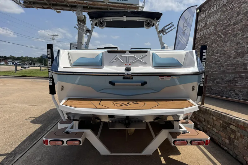 Slide: The Image of 2024 ATX Surf Boats 24 Type-S, rear view, displayed outdoors. - 15