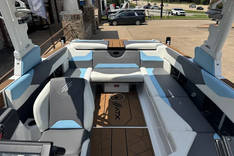 Slide: The Image of 2024 ATX Surf Boats 24 Type-S interior with modern seating and stylish design. - 19