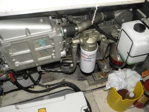 Slide: The Image of Engine compartment of a 1988 Trojan 12 Meter Convertible boat. - 12