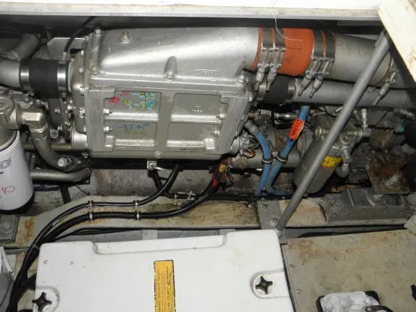 Slide: The Image of Engine compartment of a 1988 Trojan 12 Meter Convertible boat. - 16