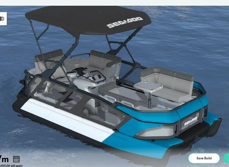 Slide: The Image of 2023 Sea-Doo Switch® Cruise 18-170 hp pontoon boat on water. - 3