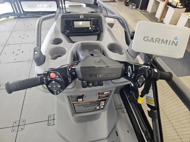Slide: The Image of 2023 Sea-Doo Switch Sport 18-230 hp dashboard with Garmin navigation system. - 3