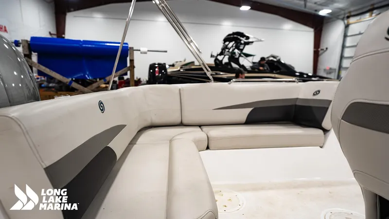 Slide: The Image of 2023 Hurricane SS188-OB boat interior at Long Lake Marina, showcasing seating area. - 5