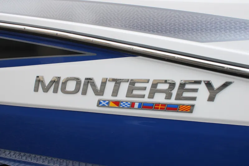Slide: The Image of 2023 Monterey M6 boat logo and nautical flags. - 6