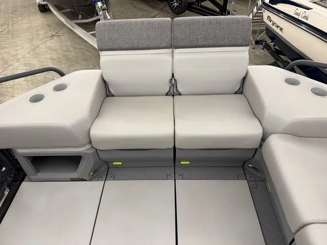 Slide: The Image of Interior of 2023 Sea-Doo Switch Cruise 21 with gray seating. - 11