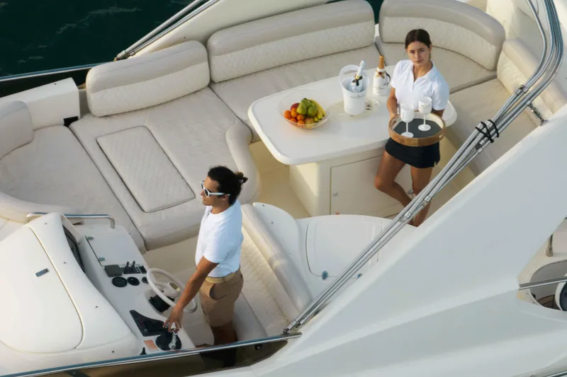 Slide: The Image of Luxury Azimut 62 Evolution yacht interior with crew, 2005 model. - 8
