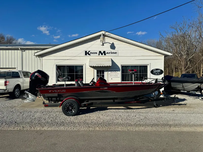 Slide: The Image of 2024 Vexus AVX1880 boat outside Knox Marine dealership. - 1