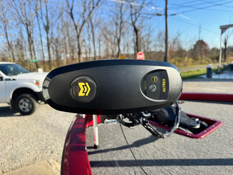 Slide: The Image of Close-up of 2024 Vexus AVX1880 boat's trolling motor. - 9