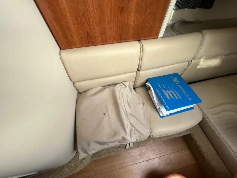 Slide: The Image of Interior seating of a 2014 Formula 350 Crossover Bowrider with manuals. - 39