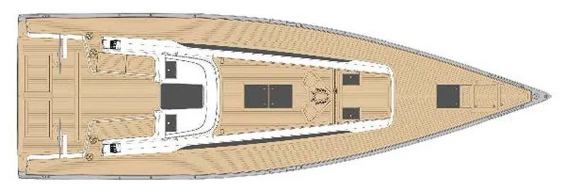 Slide: The Image of Top view of 2025 Solaris 44 yacht deck layout, showcasing sleek design and spacious arrangement. - 10