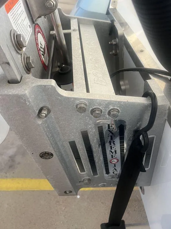 Slide: The Image of Close-up of 2024 BlackJack 256 Bay boat component with Extreme Jack Plate. - 12