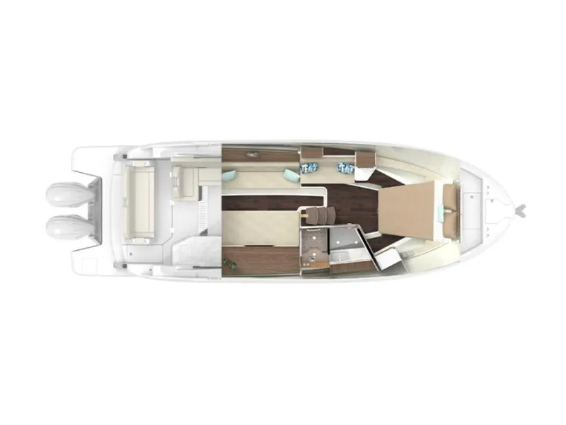 Slide: The Image of 2024 Regal 36 XO yacht docked at a marina during sunset. - 3