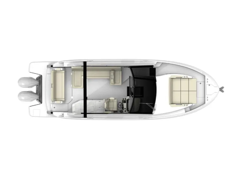 Slide: The Image of 2024 Regal 36 XO boat docked at marina, surrounded by other vessels. - 4