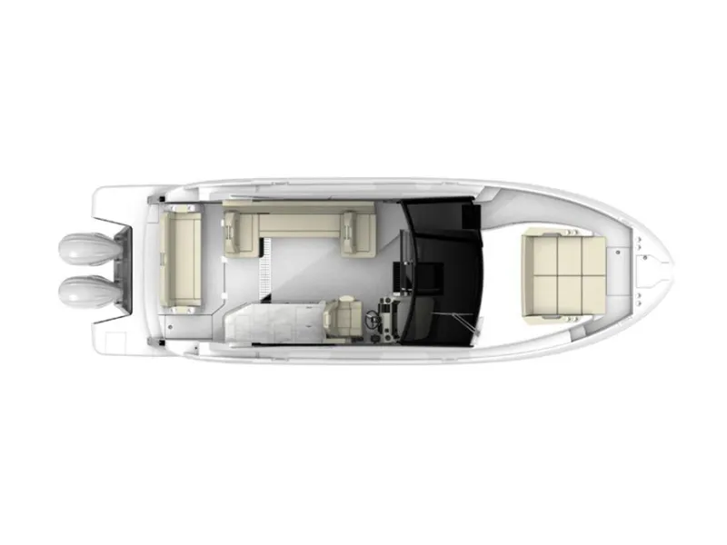 Slide: The Image of 2024 Regal 36 XO boat docked at night with vibrant purple lighting. - 5