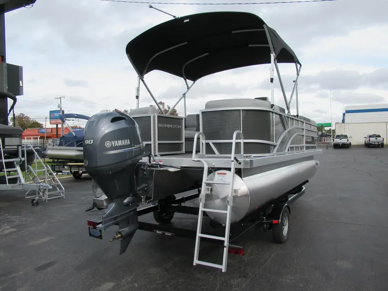 Slide: The Image of 2024 Bennington 20 SVSR pontoon boat with Yamaha outboard motor. - 6