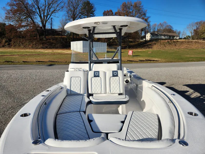 Slide: The Image of 2024 Sea Fox 248 Side Console boat with spacious seating and modern design. - 3