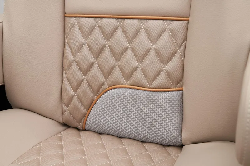 Slide: The Image of 2024 Ranger Reata 220C beige diamond-stitched leather seat with textured fabric insert. - 21