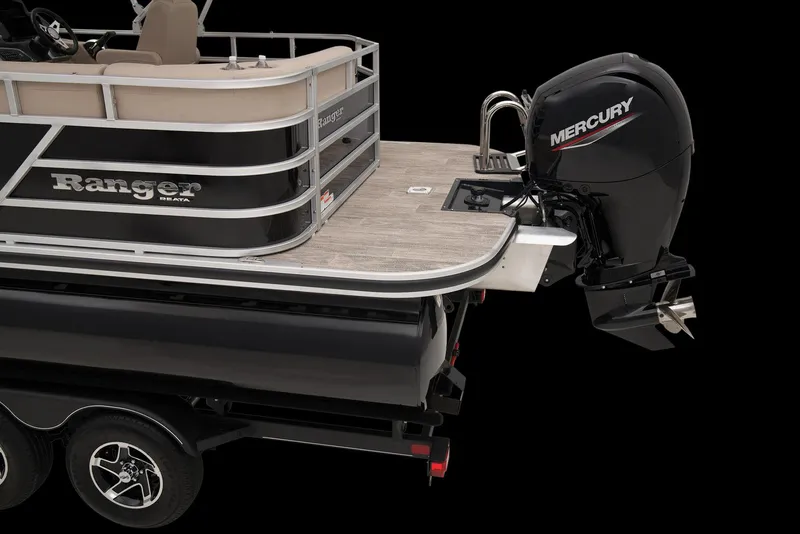 Slide: The Image of 2024 Ranger Reata 220C pontoon boat with Mercury outboard motor. - 47