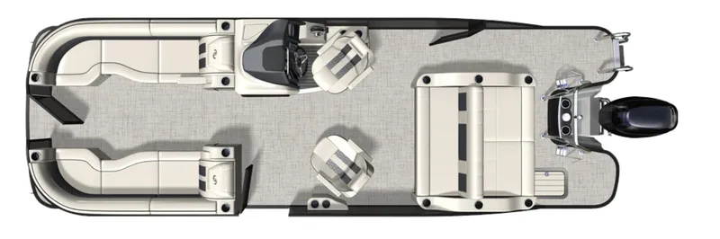 Slide: The Image of 2024 Barletta Lusso 25UCA pontoon boat interior layout, featuring spacious seating and modern helm. - 2