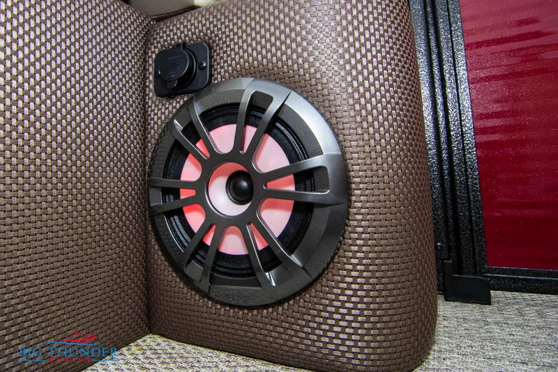 Slide: The Image of Speaker system in 2023 Crest Classic Platinum 240 SLC boat interior. - 18