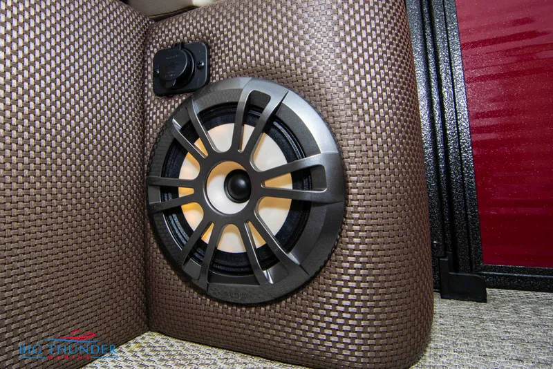 Slide: The Image of 2023 Crest Classic Platinum 240 SLC speaker system in brown woven panel. - 20