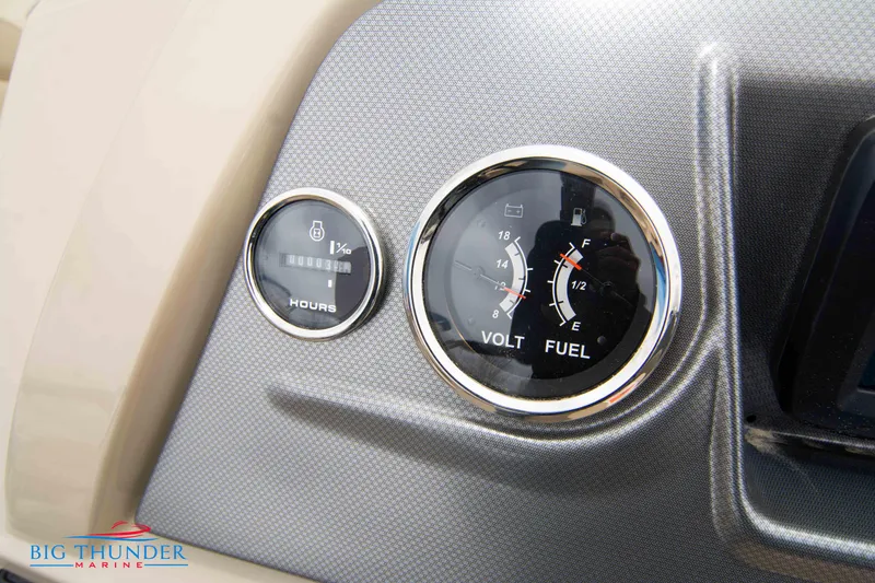 Slide: The Image of Close-up of 2023 Crest Classic Platinum 240 SLC dashboard gauges. - 30